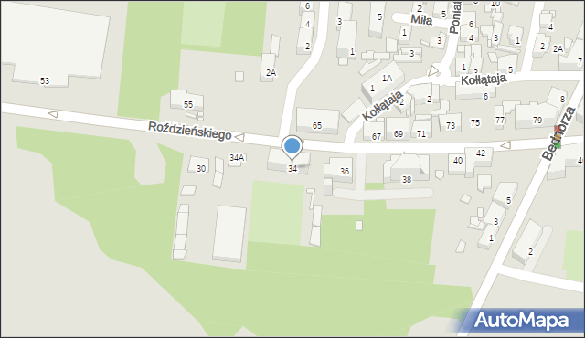 Piekary Śląskie, Roździeńskiego Walentego, 34, mapa Piekary Śląskie