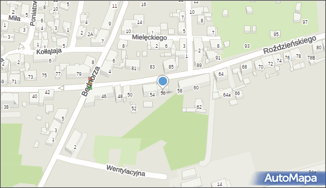 Piekary Śląskie, Roździeńskiego Walentego, 56, mapa Piekary Śląskie