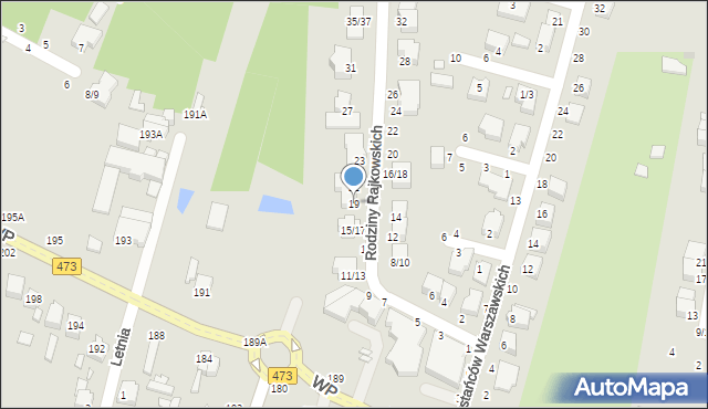 Piotrków Trybunalski, Rodziny Rajkowskich, 19, mapa Piotrków Trybunalski