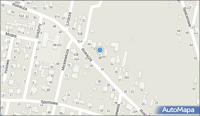 Piotrków Trybunalski, Rolnicza, 45, mapa Piotrków Trybunalski