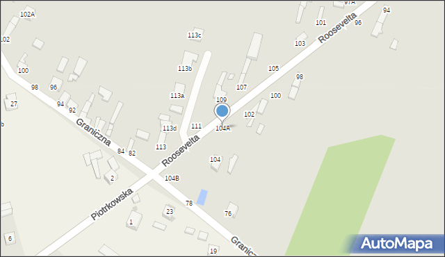 Piotrków Trybunalski, Roosevelta Franklina Delano, 104A, mapa Piotrków Trybunalski