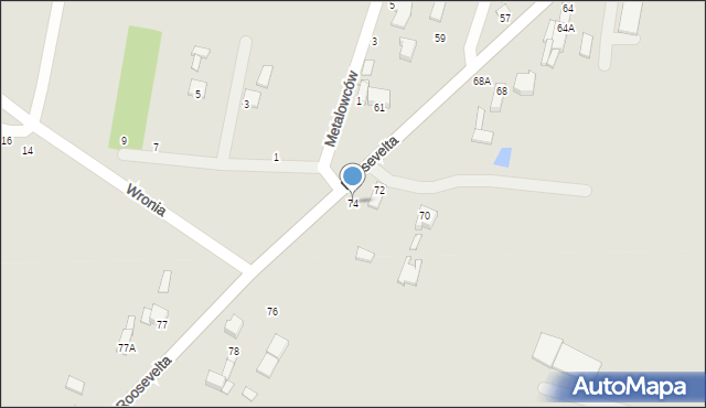 Piotrków Trybunalski, Roosevelta Franklina Delano, 74, mapa Piotrków Trybunalski