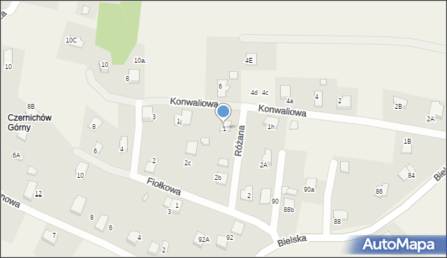 Pisarzowice, Różana, 1, mapa Pisarzowice