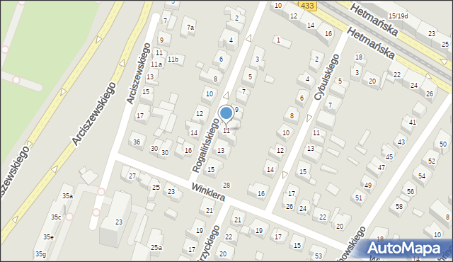 Poznań, Rogalińskiego Józefa, 11, mapa Poznania