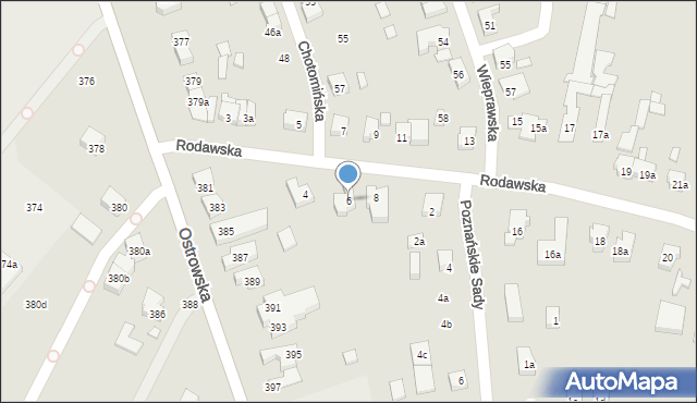 Poznań, Rodawska, 6, mapa Poznania