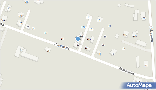 Poznań, Ropczycka, 12, mapa Poznania