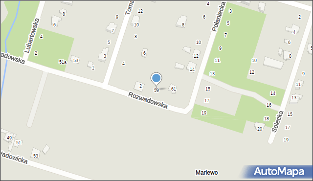 Poznań, Rozwadowska, 59, mapa Poznania