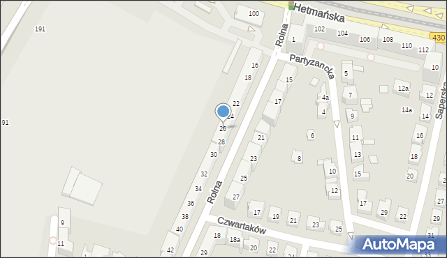 Poznań, Rolna, 26, mapa Poznania