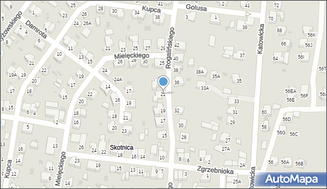 Pszczyna, Rogalińskiego Antoniego, dr., 21, mapa Pszczyny