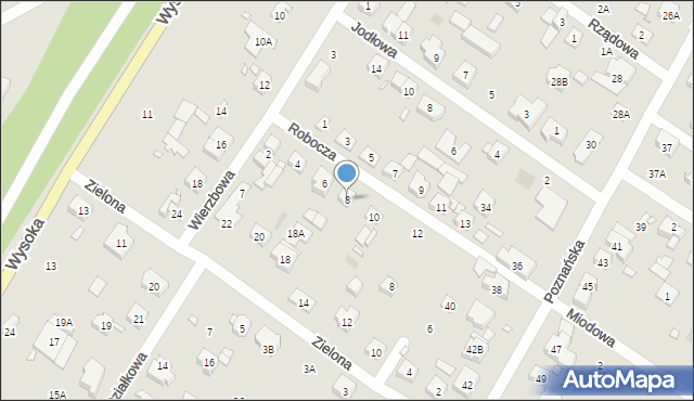 Puszczykowo, Robocza, 8, mapa Puszczykowo