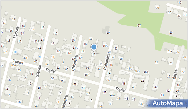 Radom, Robotnicza, 13, mapa Radomia