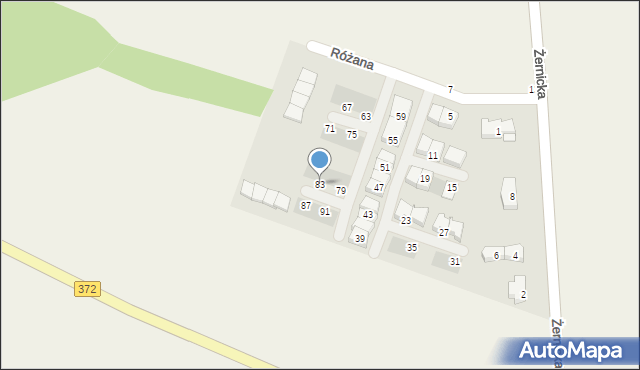 Radomierzyce, Różana, 83, mapa Radomierzyce