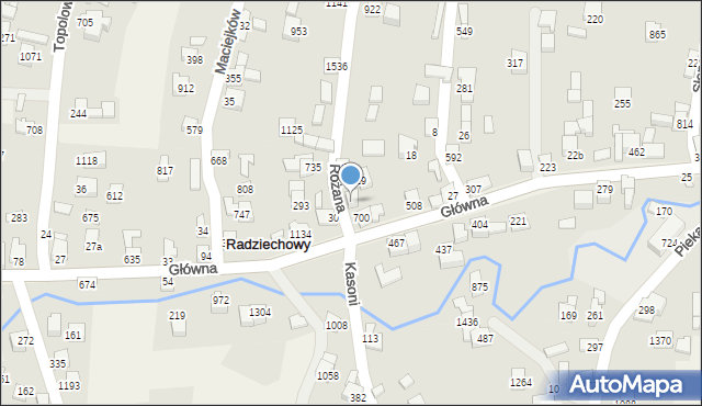 Radziechowy, Różana, 425, mapa Radziechowy