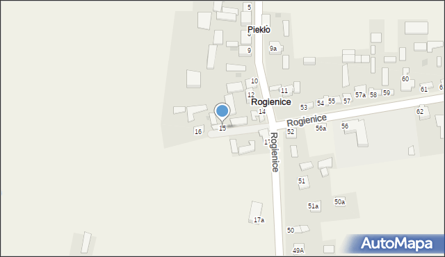 Rogienice, Rogienice, 15, mapa Rogienice