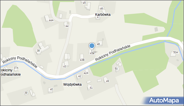 Rokiciny Podhalańskie, Rokiciny Podhalańskie, 43a, mapa Rokiciny Podhalańskie