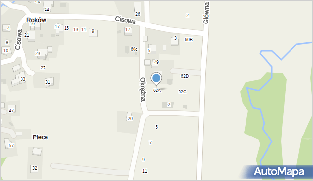 Roków, Roków, 62A, mapa Roków