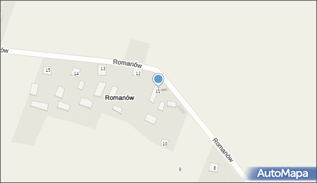 Romanów, Romanów, 11, mapa Romanów