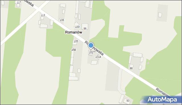 Romanów, Romanowska, 101, mapa Romanów