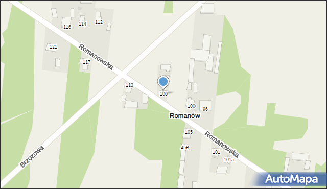 Romanów, Romanowska, 106, mapa Romanów