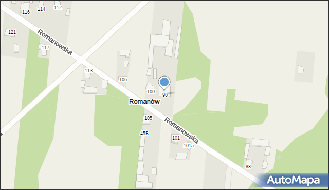 Romanów, Romanowska, 96, mapa Romanów