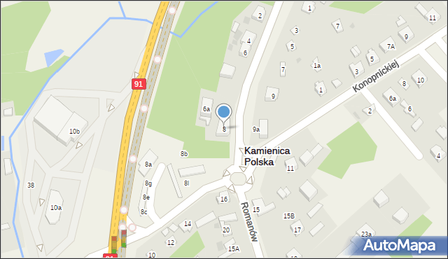 Romanów, Romanów, 8, mapa Romanów