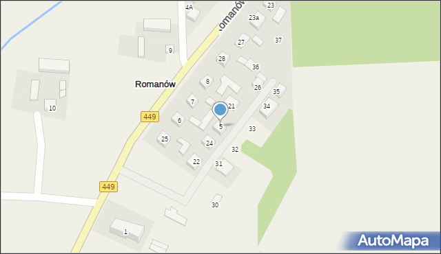 Romanów, Romanów, 5, mapa Romanów