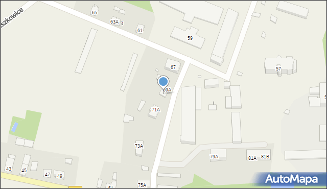 Roszkowice, Roszkowice, 69B, mapa Roszkowice