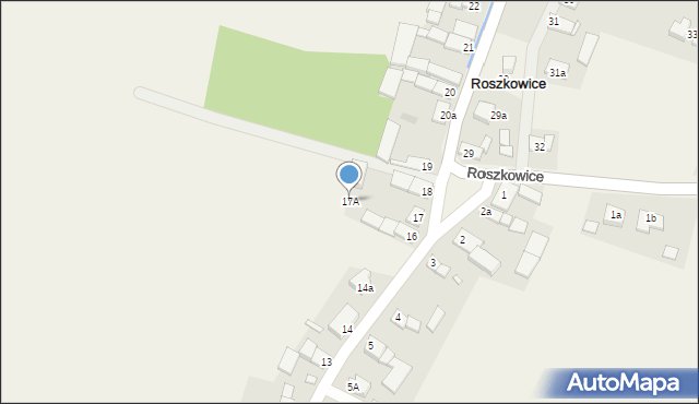 Roszkowice, Roszkowice, 17A, mapa Roszkowice