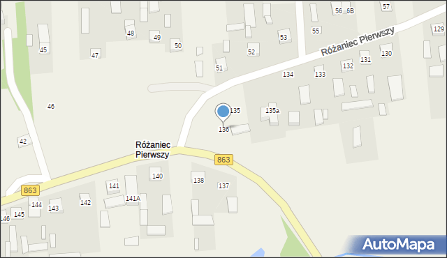 Różaniec, Różaniec Pierwszy, 136, mapa Różaniec