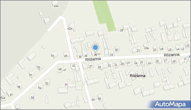 Różanna, Różanna, 36, mapa Różanna