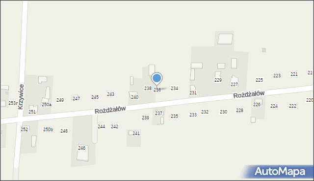 Rożdżałów, Rożdżałów, 236, mapa Rożdżałów