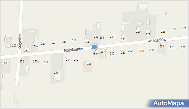 Rożdżałów, Rożdżałów, 239, mapa Rożdżałów