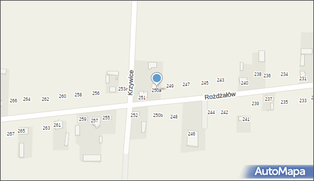 Rożdżałów, Rożdżałów, 250a, mapa Rożdżałów