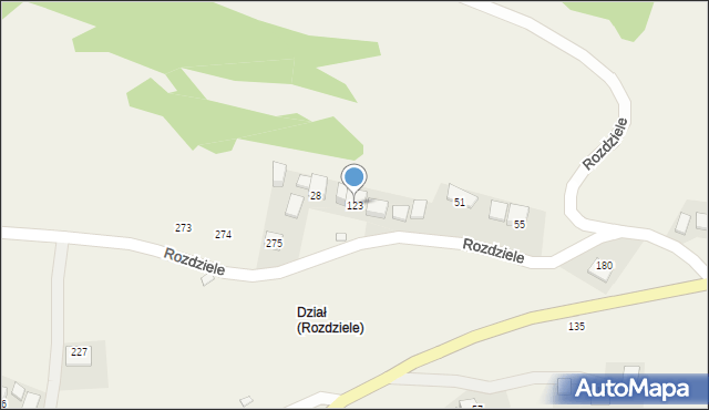 Rozdziele, Rozdziele, 123, mapa Rozdziele