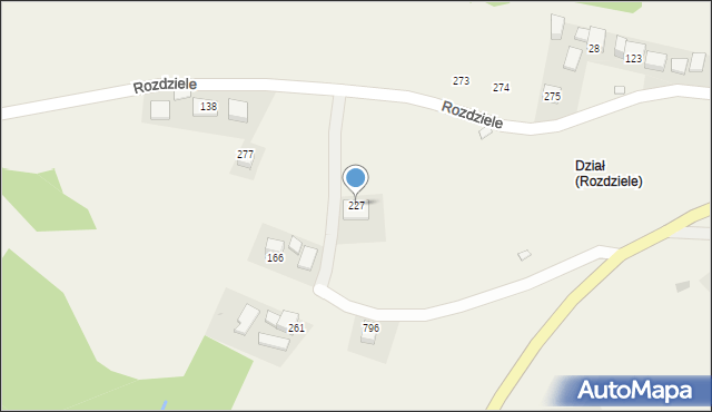 Rozdziele, Rozdziele, 227, mapa Rozdziele