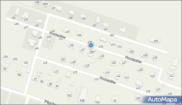 Rozlazłów, Rozlazłów, 135, mapa Rozlazłów