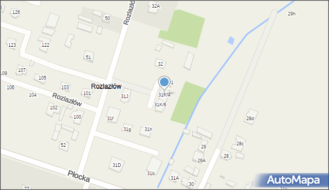 Rozlazłów, Rozlazłów, 31K/4, mapa Rozlazłów