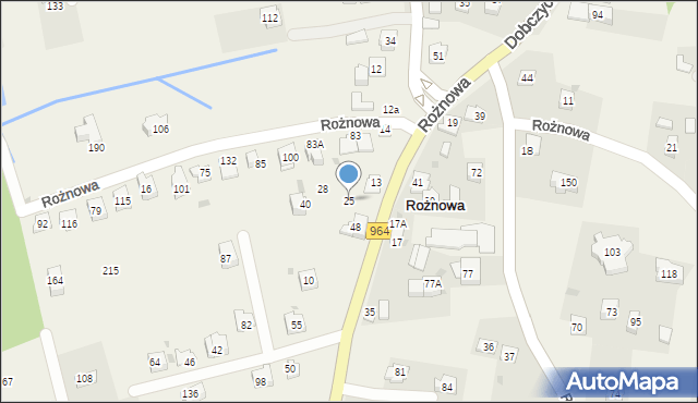 Rożnowa, Rożnowa, 25, mapa Rożnowa