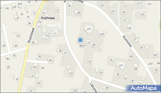 Rożnowa, Rożnowa, 70, mapa Rożnowa