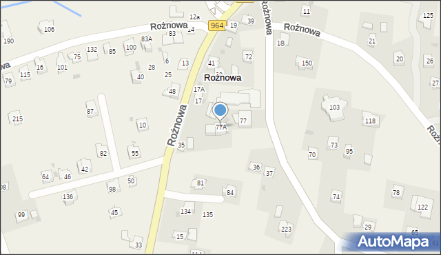 Rożnowa, Rożnowa, 77A, mapa Rożnowa