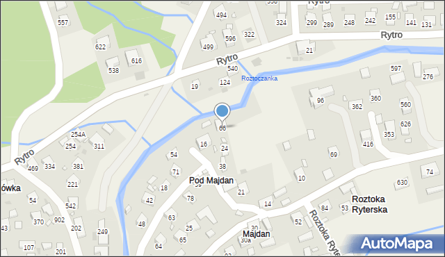 Roztoka Ryterska, Roztoka Ryterska, 66, mapa Roztoka Ryterska