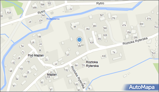 Roztoka Ryterska, Roztoka Ryterska, 69, mapa Roztoka Ryterska