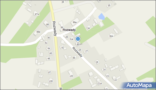 Rozwady, Rozwady, 30, mapa Rozwady