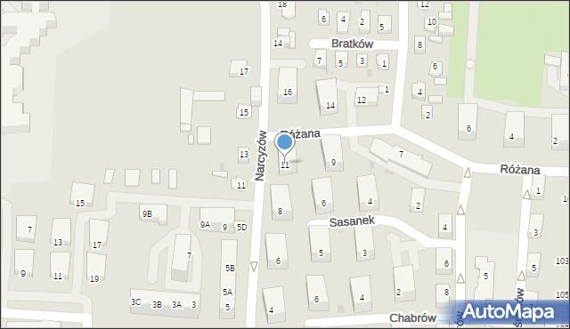 Ruda Śląska, Różana, 11, mapa Rudy Śląskiej