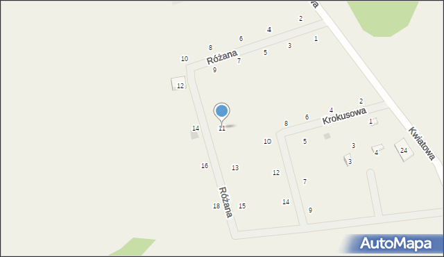 Rusinowo, Różana, 11, mapa Rusinowo