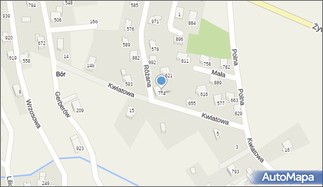 Rybarzowice, Różana, 774, mapa Rybarzowice