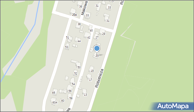 Rybnik, Robotnicza, 23, mapa Rybnika