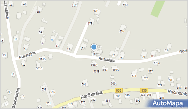 Rybnik, Rozstajna, 19, mapa Rybnika