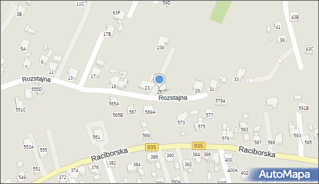 Rybnik, Rozstajna, 25, mapa Rybnika