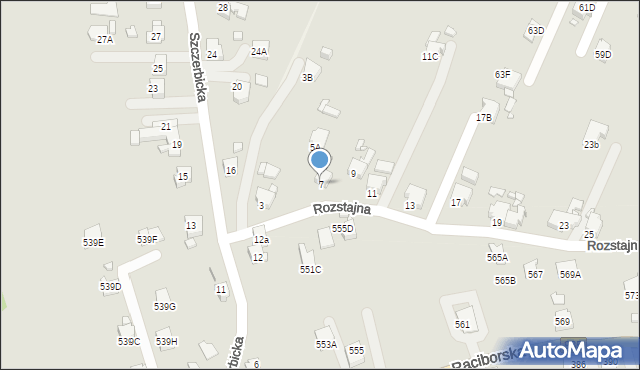 Rybnik, Rozstajna, 7, mapa Rybnika